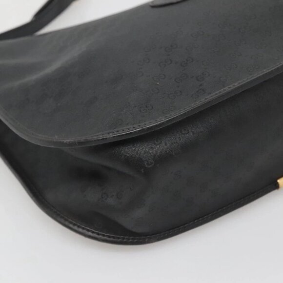 GUCCI Micro GG Supreme Shoulder Bag PVC Black Gold Auth MX332 - Picture 4 of 16